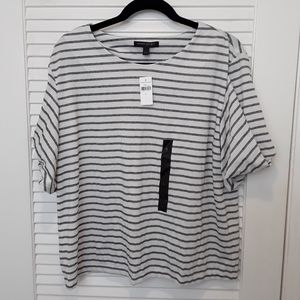 Striped Shirt w/ twisted short sleeves Top